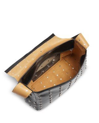 McQueen Alexander Slouch Embellished Leather Shoulder Bag
