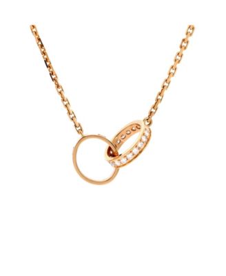 Pre-Owned Cartier Love Interlocking Necklace 18K Rose Gold with Diamonds