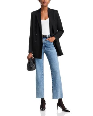 Le Sleek High Rise Straight Leg Jeans in Rowley Raw Fray