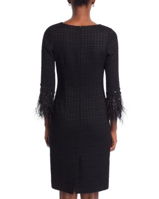 Boucl&eacute; Dress with Feather Beaded Trim Sleeve