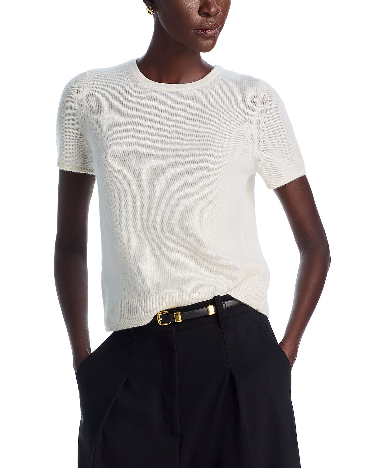 C by Bloomingdale's Cashmere Short Sleeve Cashmere Shell Top - Exclusive