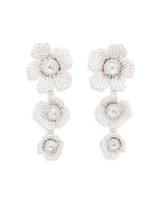 kate spade new york - Cubic Zirconia Flower Triple Drop Earrings in Silver Tone