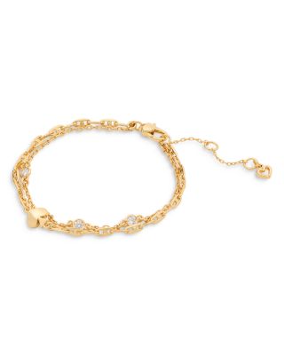 kate spade new york Spade Charm & Cubic Zirconia Double Chain Bracelet in Gold Tone