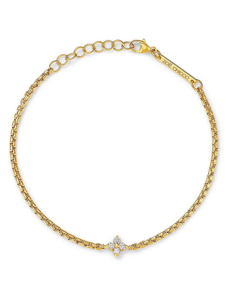 Zoë Chicco 14k Yellow Gold Diamond Pendant Box Chain Bracelet In Gold