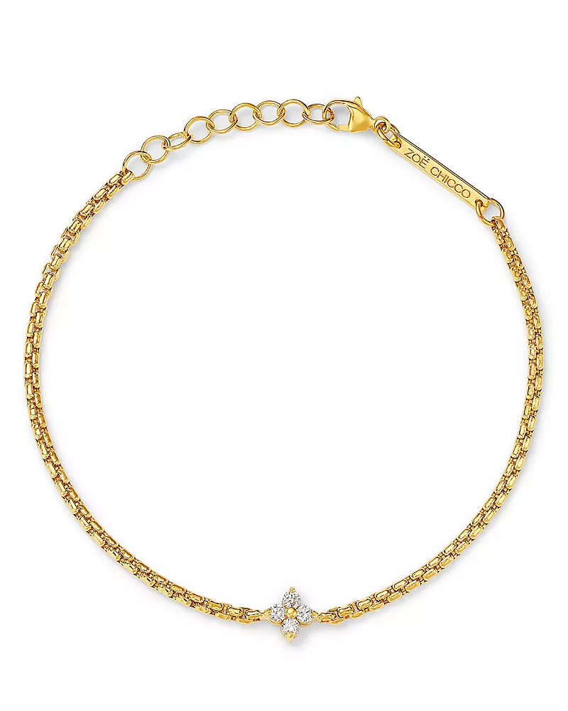 Zoe Chicco 14K Yellow Gold Diamond Pendant Box Chain Bracelet