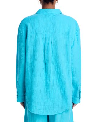 Supersoft Gauze Boyfriend Shirt & Smocked Pants Swim Cover-Up