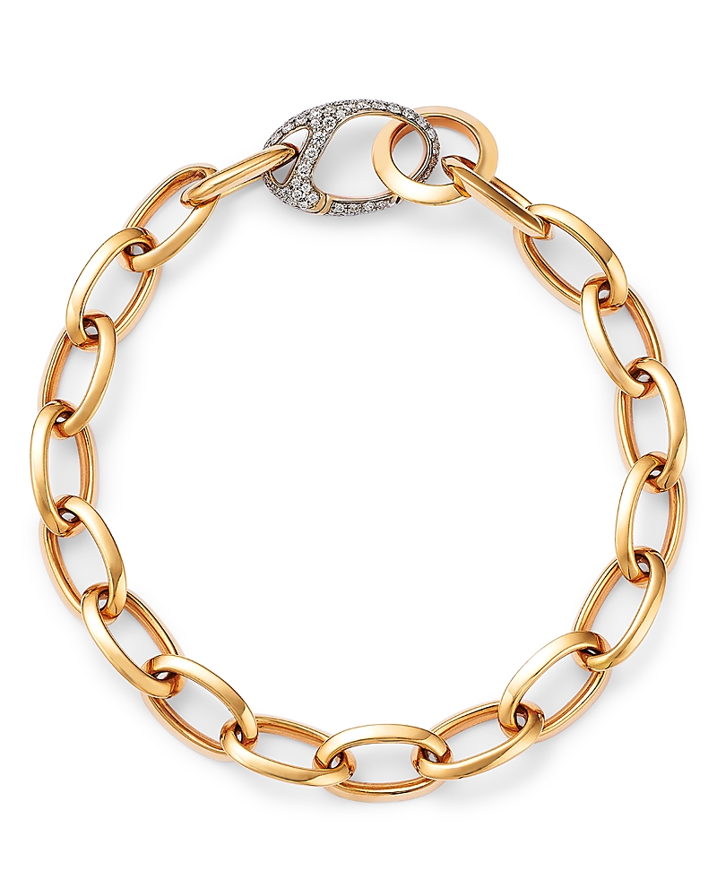 Walters Faith 18k Rose Gold Garnett Diamond Pave Clasp Open Link Bracelet In Pink
