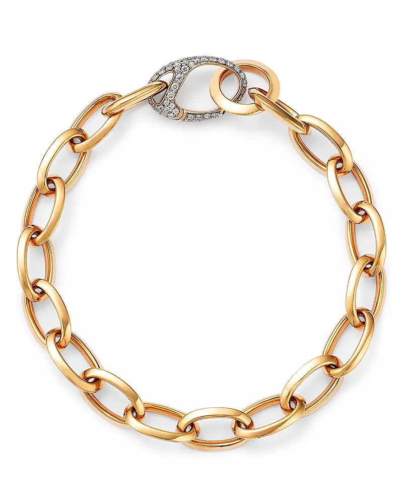 Walters Faith 18K Rose Gold Garnett Diamond Pave Clasp Open Link Bracelet