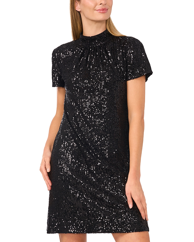 CECE CECE MOCK NECK A LINE DRESS