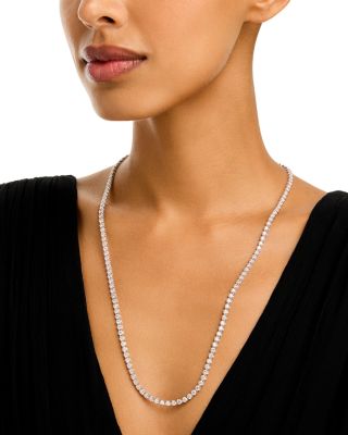 Diamond Crown-Set Matinee Tennis Necklace in 14K White Gold, 12 tcw