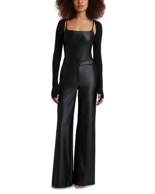 Matte Metallic Wide Leg Trousers
