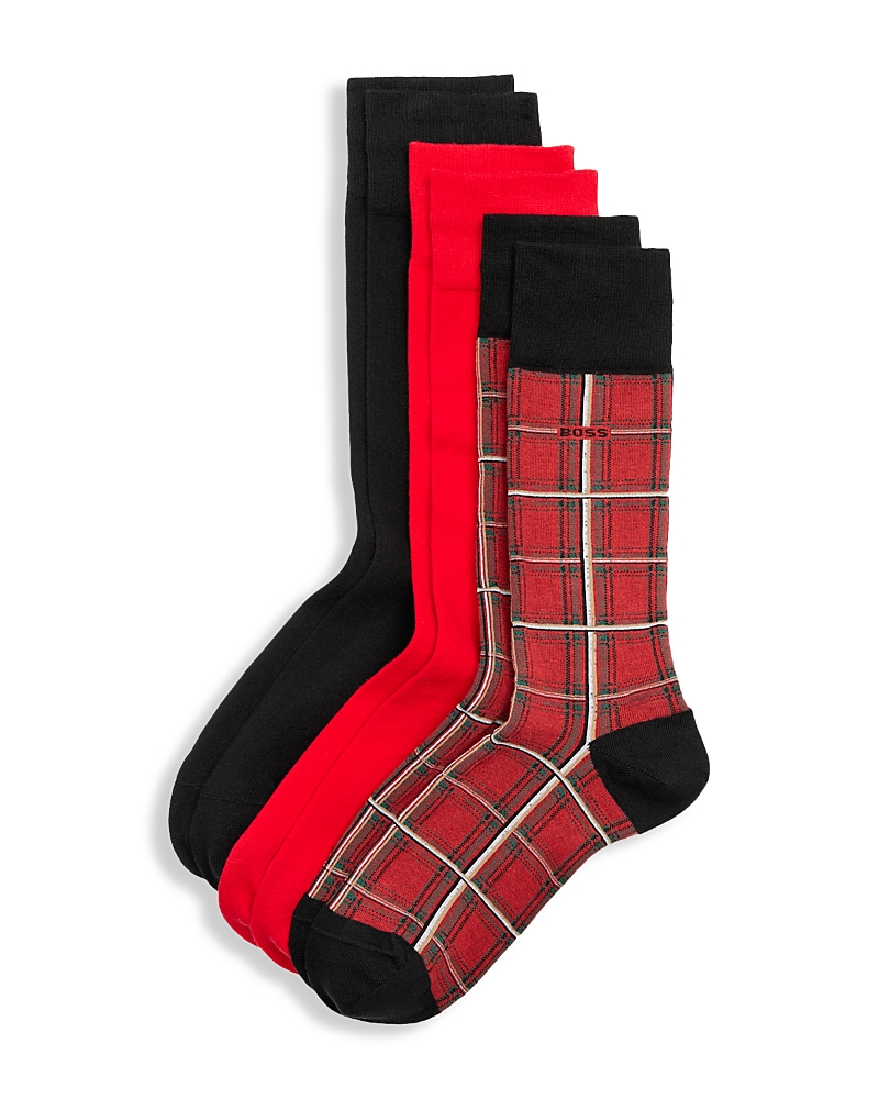 Hugo Boss Three-pack Of Regular-length Socks With Logo Details In Black
