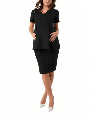 Women&#39;s Knee Length Maternity Pencil Skirt with Stretch Bump Panel in Italian Suiting Fabric