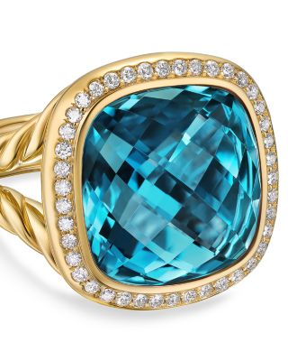 Albion&reg; Ring in 18K Yellow Gold with Hampton Blue Topaz and Diamonds, 15mm