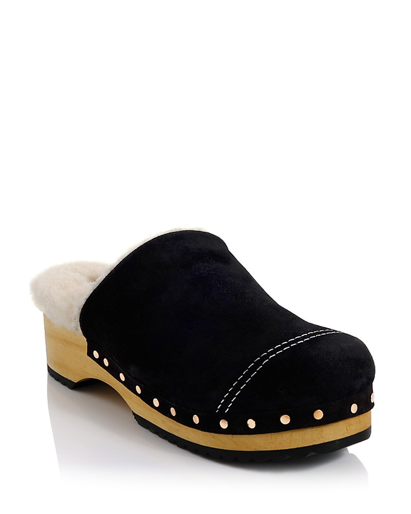 Free People Women's Oak Cozy Clog Mules In Black Suede
