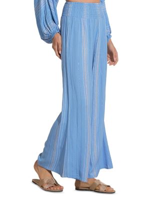 Smocked Waist Swim Cover-Up Pants 