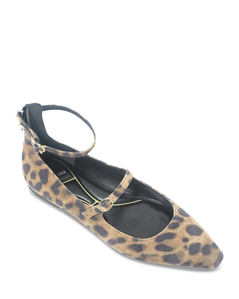 Kenneth Cole Nolita Ankle Strap Mary Jane Flat In Leopard Suede