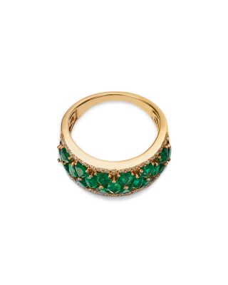 Emerald & Diamond Band in 14K Yellow Gold