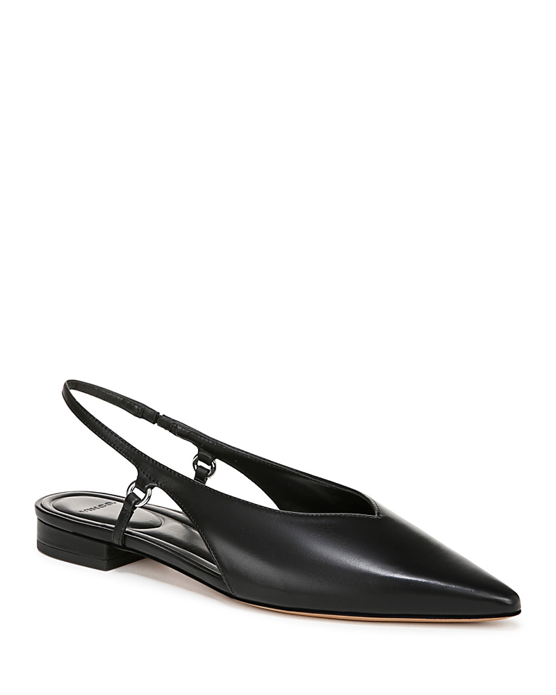Vince Ines Slingback Pointed Toe Flat In Black Leather