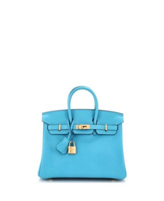 Pre-Owned Hermes Birkin 25 Handbag Blue Swift with Gold Hardware
