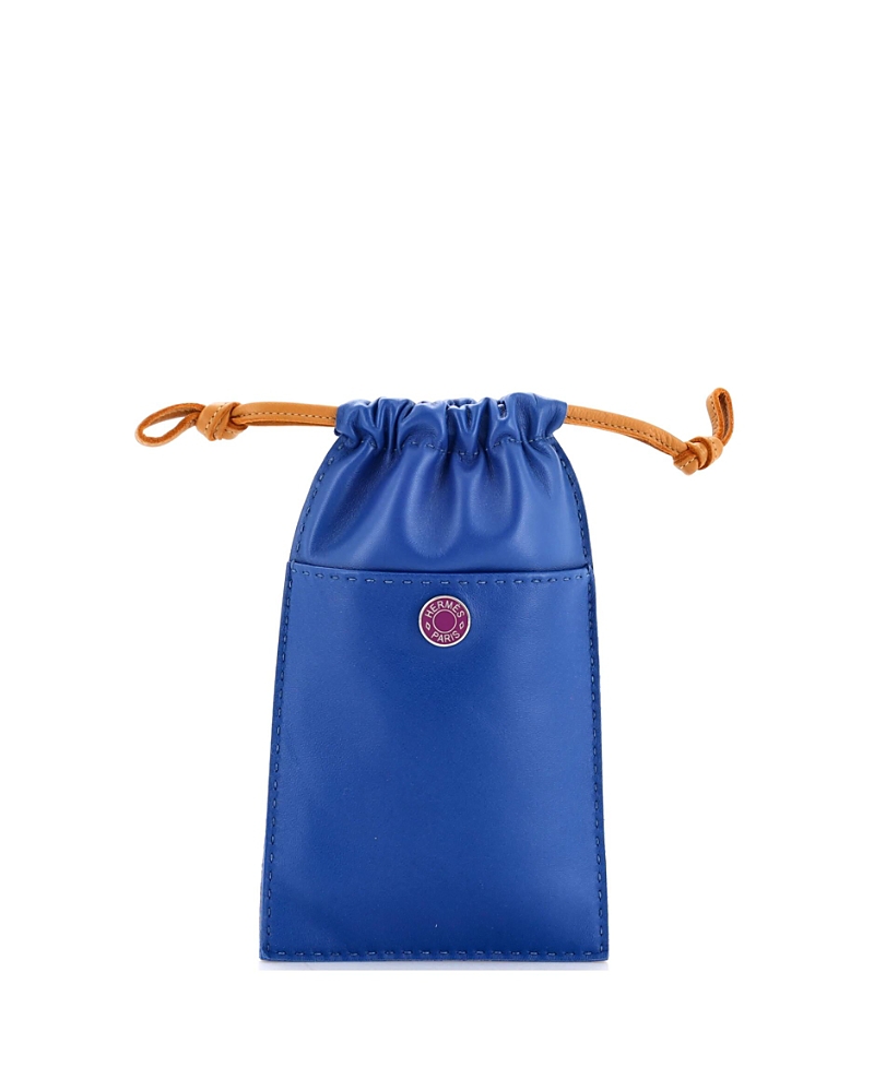 PRE-OWNED HERMES Pre-owned Hermes Pilo Phone Case Milo Lambskin And Swift In Blue