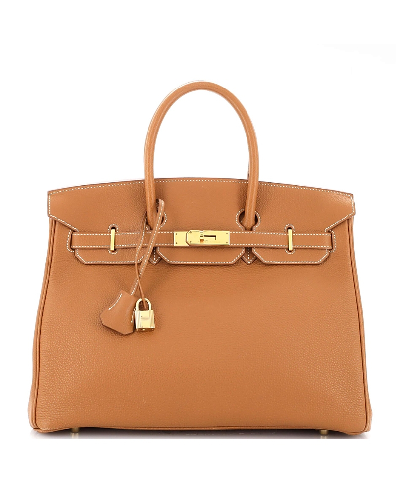 Pre-Owned Hermes Birkin 35 Handbag Brown Togo with Gold Hardware