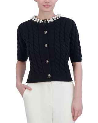 Bcbgmaxazria Embellished Cable Knit Sweater