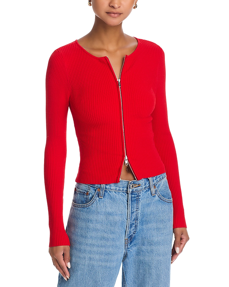 Good American Virgo Rib Zip Front Sweater