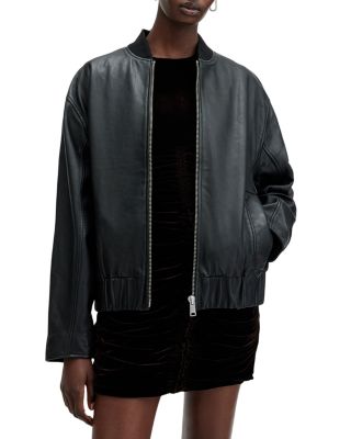 Yara Lea Leather Bomber Jacket