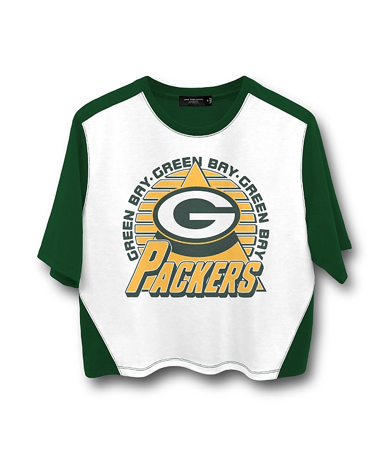 Junk Food Clothing Women's Nfl Green Bay Packers Color Block Crop Tee In White