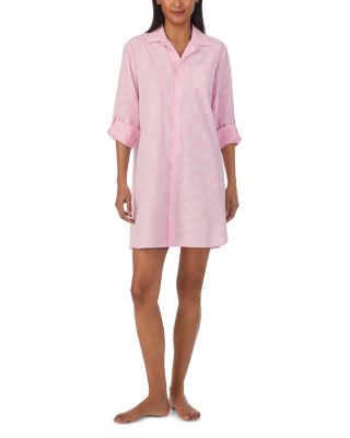 Striped Button Front Sleepshirt