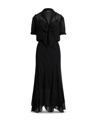 激安！Ralph Lauren 豪華ベルベット Velvet Tie-Neck Dress 黒 特価！Ralph Lauren 豪華ベルベット Velvet Tie-Neck Dress 黒