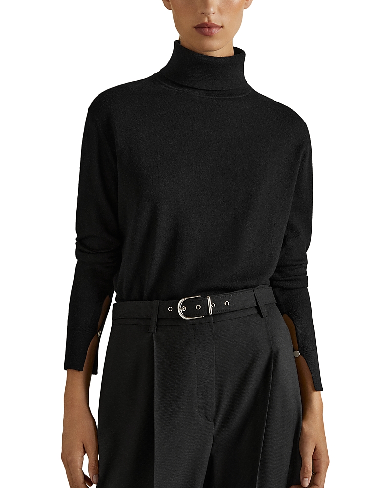 Reiss Womens Black Macy Turtleneck Wool Jumper In Black