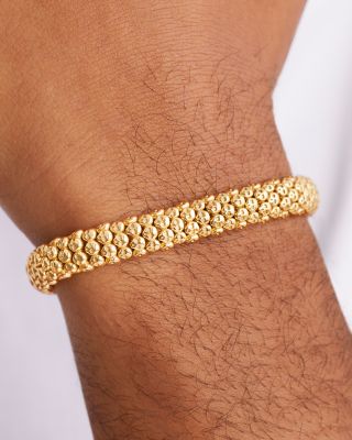 18K Yellow Gold Caviar Skull Bracelet