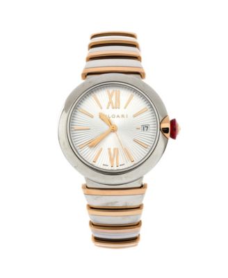 Pre-Owned Bvlgari - LVCEA Automatic Watch in Stainless Steel and Rose Gold 36mm