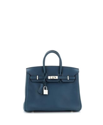 Pre-Owned HERMÈS - Birkin 25 Handbag Blue Swift with Palladium Hardware