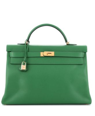 Pre-Owned HERMÈS - Kelly 40 Handbag Green Epsom with Gold Hardware