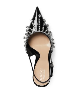 Women's Vernice Pointed Toe Crystal Chain Detail High Heel Slingback Pumps