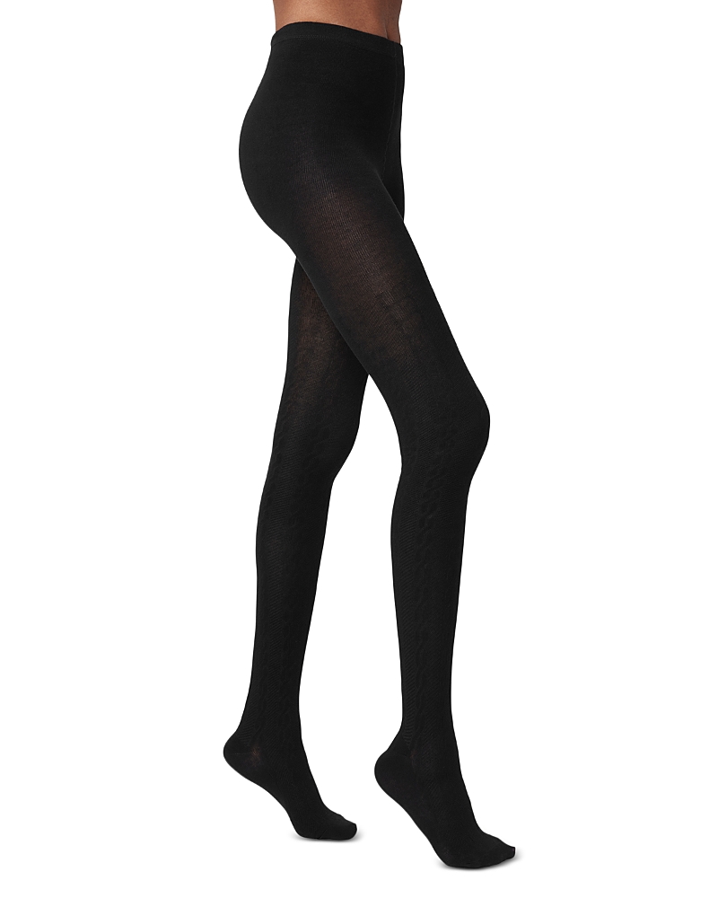 Hue Flat-knit Sweater Tights In Black