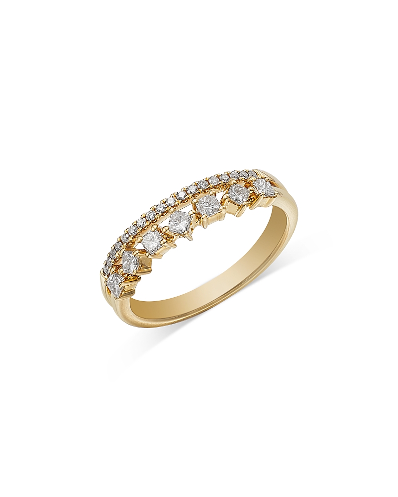 Bloomingdale's Fine Collection Diamond Round & Princess Cut Double Row Band In 14k Yellow Gold, 0.50 Ct. T. W. In Gold