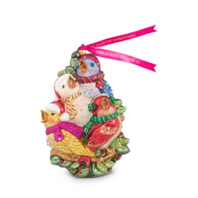 Four Calling Birds Glass Ornament