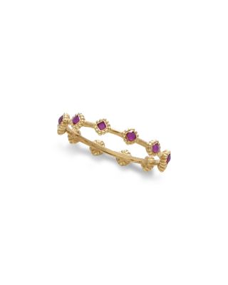 Moon & Meadow - 14K Yellow Gold Purple Enamel Beaded Station Band
