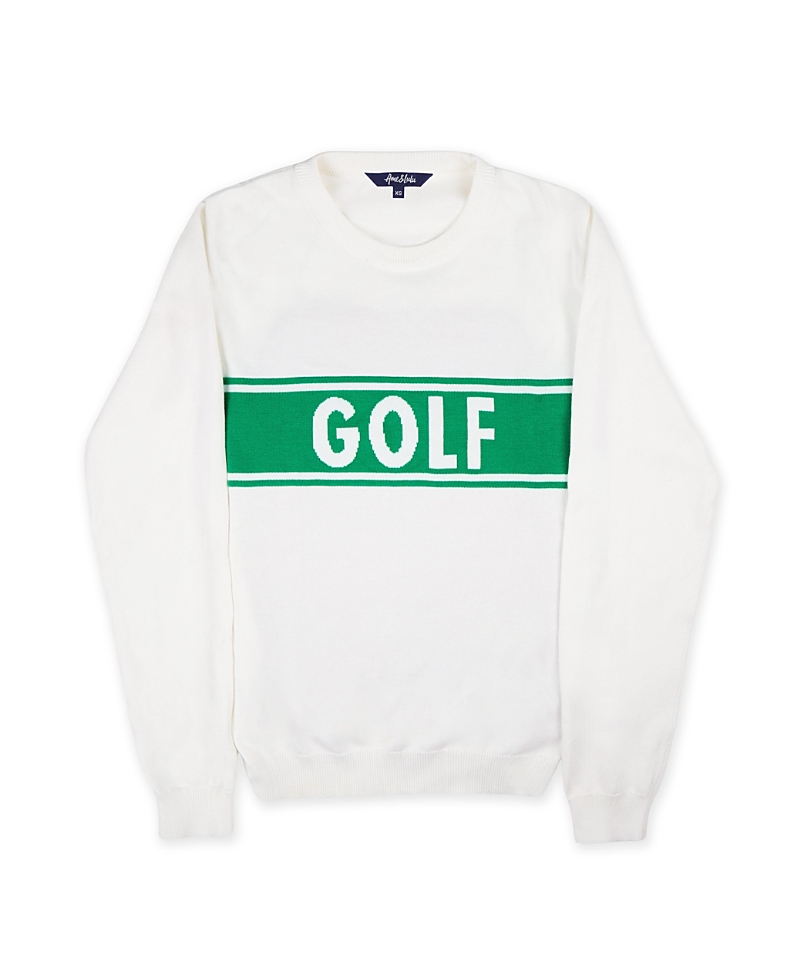 Ame & Lulu Club Sport Sweater In White/green Golf