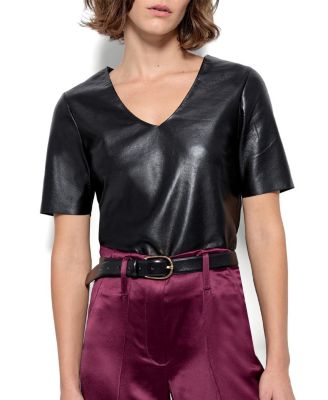 Felicity Recycled Leather V Neck Top