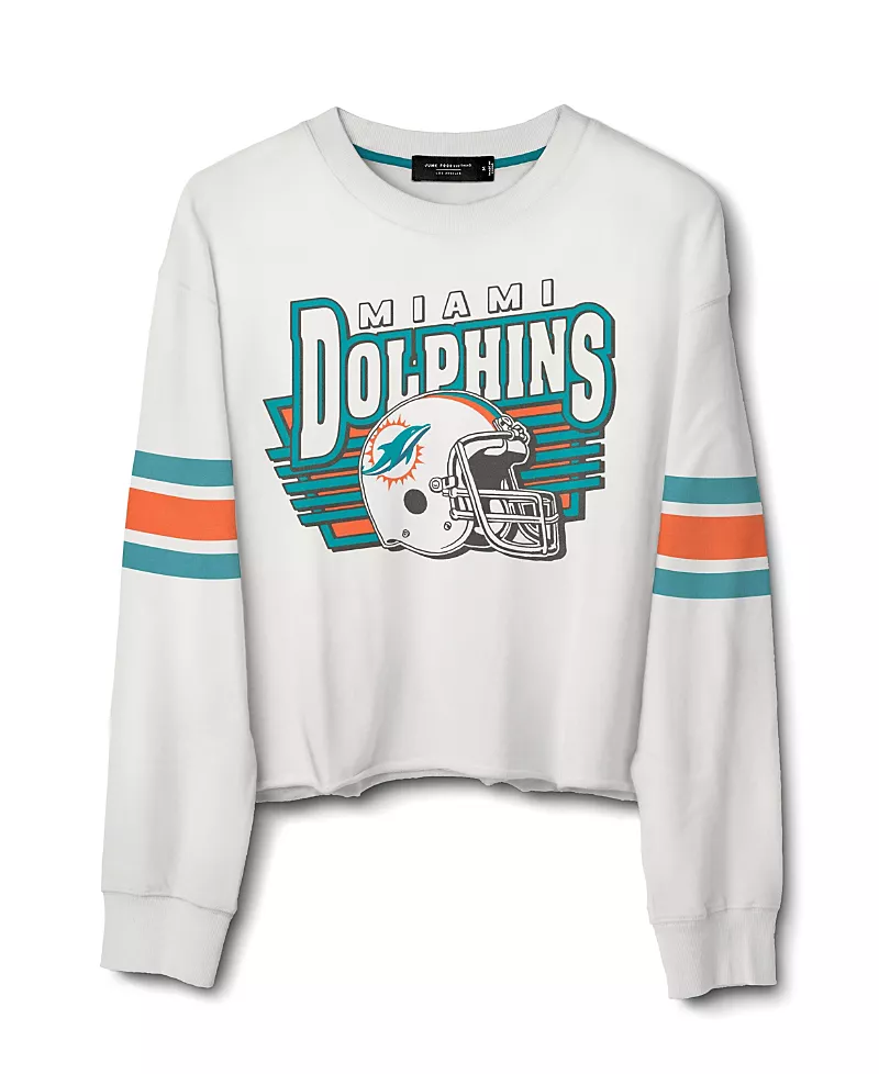 Junk Food Clothing Women's Nfl Miami Dolphins Kickoff Crop Crew Fleece Sweatshirt
