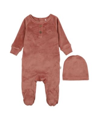 Pouf Baby - Unisex Velour Henley Footie - Baby