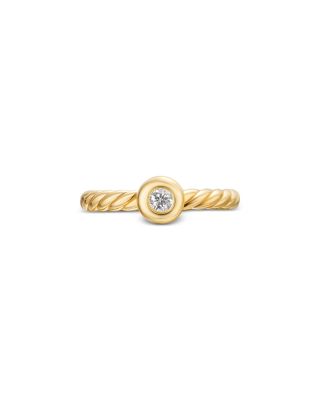 Petite Cable Ring in 18K Yellow Gold with Center Diamond, 2.8mm