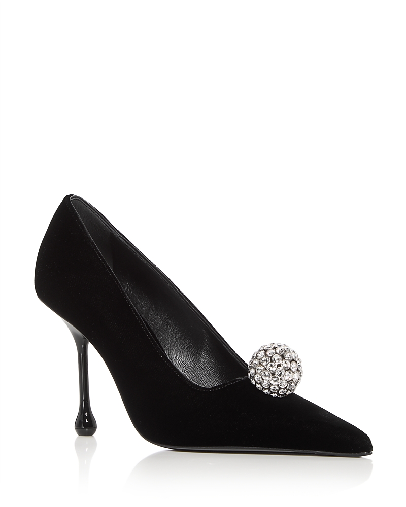 Shop Jimmy Choo Women's Orb 95 Embellished Ball Pumps In Black/crystal