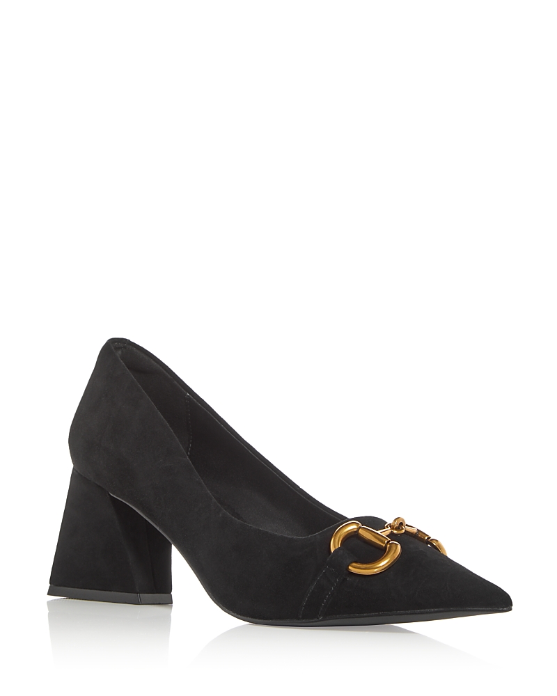 Jeffrey Campbell Women's Happy Hour Block Heel Pumps In Black Suede Gold