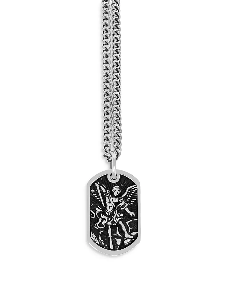 King Baby Studio Saint Michael Dog Tag Pendant Necklace, 24